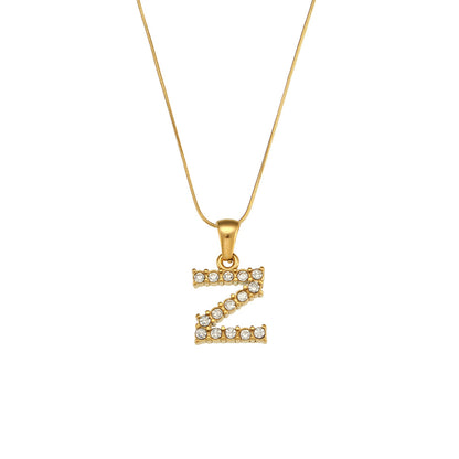 Lady Letter Stainless Steel Necklace Plating Zircon Stainless Steel Necklaces