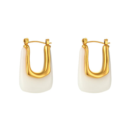 Vintage Style C Shape U Shape Plating Stainless Steel Arylic Gold Plated Ear Studs