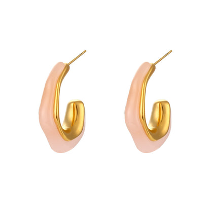 Vintage Style C Shape U Shape Plating Stainless Steel Arylic Gold Plated Ear Studs