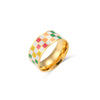 Retro Geometric Plaid Stainless Steel Rings Stainless Steel Rings