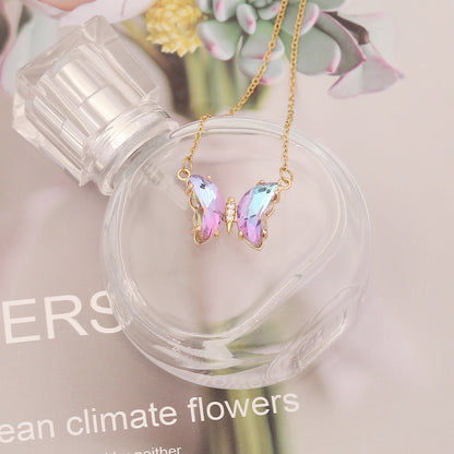 Elegant Butterfly Stainless Steel Necklace Plating Glass Stainless Steel Necklaces