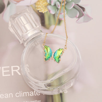 Elegant Butterfly Stainless Steel Necklace Plating Glass Stainless Steel Necklaces