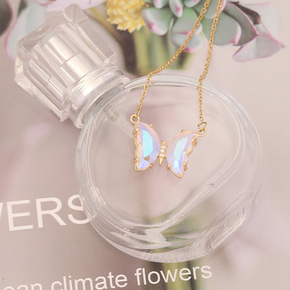 Elegant Butterfly Stainless Steel Necklace Plating Glass Stainless Steel Necklaces