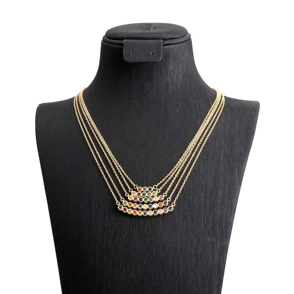 Fashion Round Copper Necklace Inlay Zircon Copper Necklaces