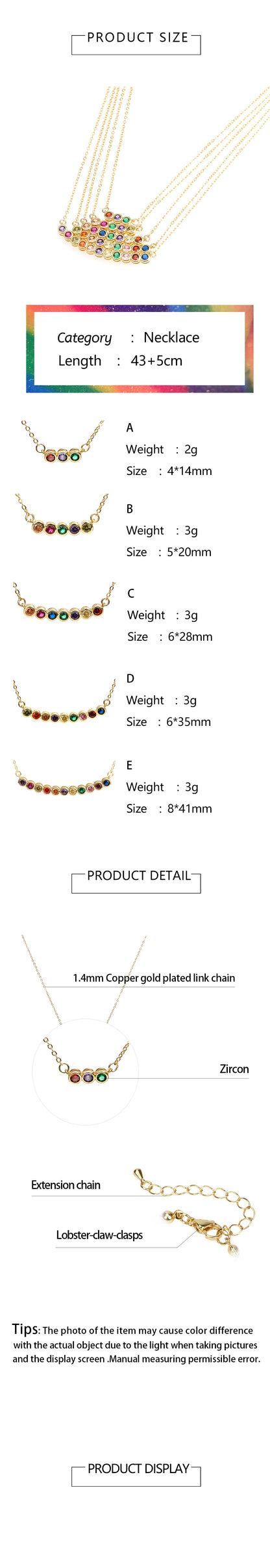 Fashion Round Copper Necklace Inlay Zircon Copper Necklaces