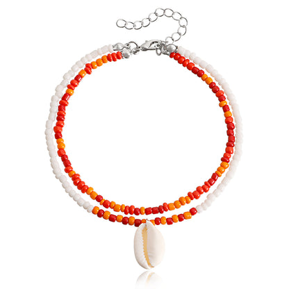 Fashion Shell Alloy Beaded Anklet