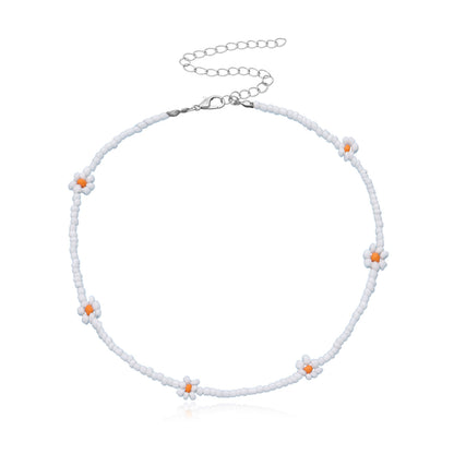 Sweet Flower Alloy Beaded Choker