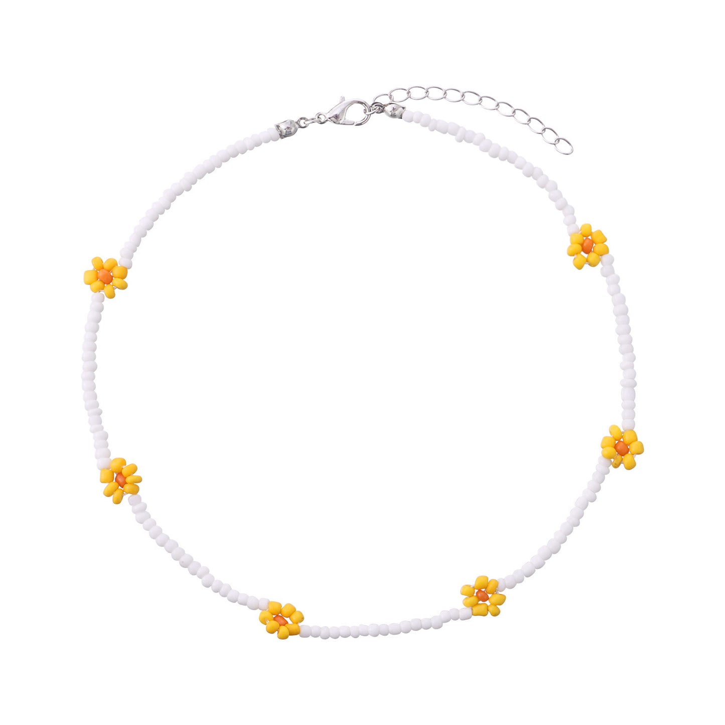 Sweet Flower Alloy Beaded Choker