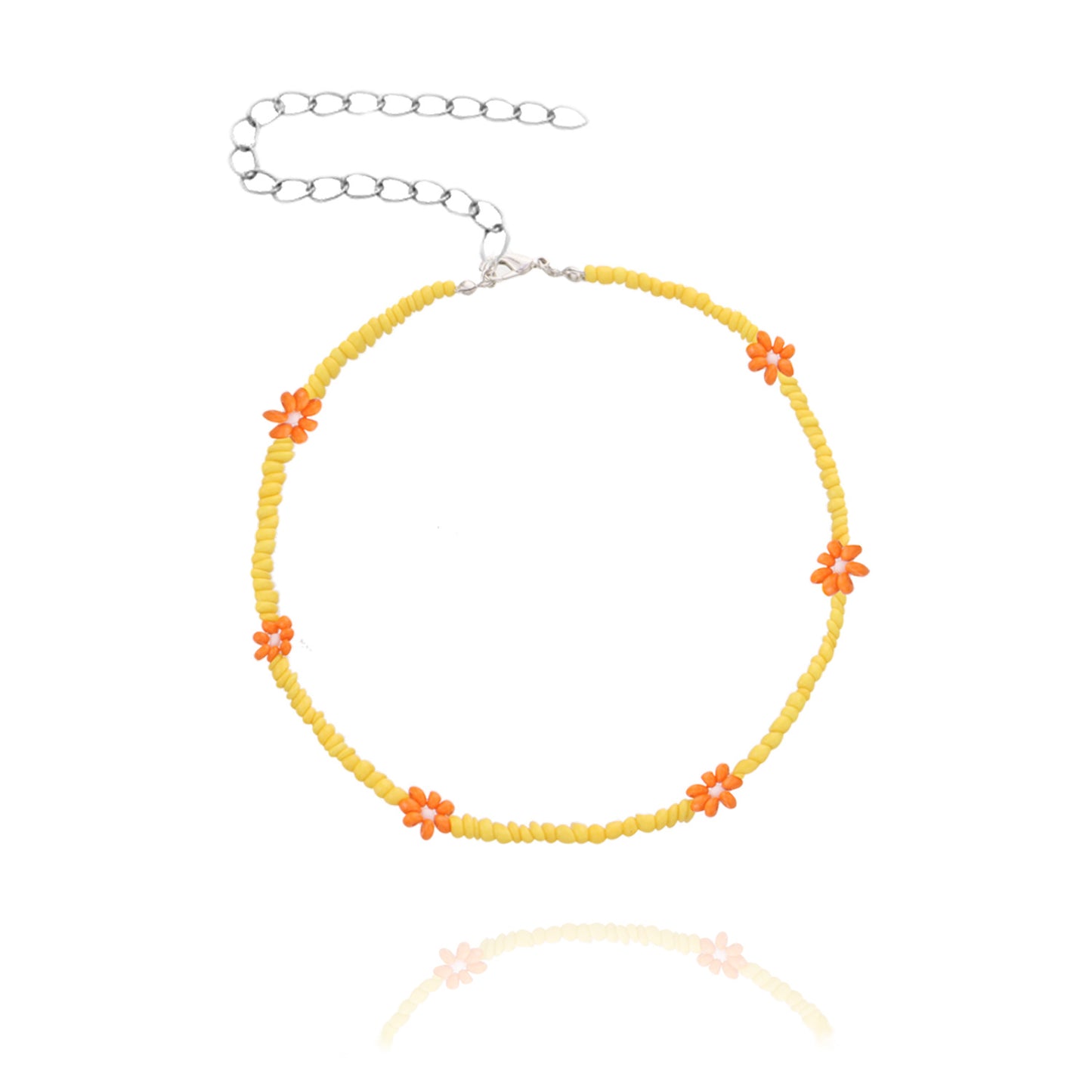 Sweet Flower Alloy Beaded Choker