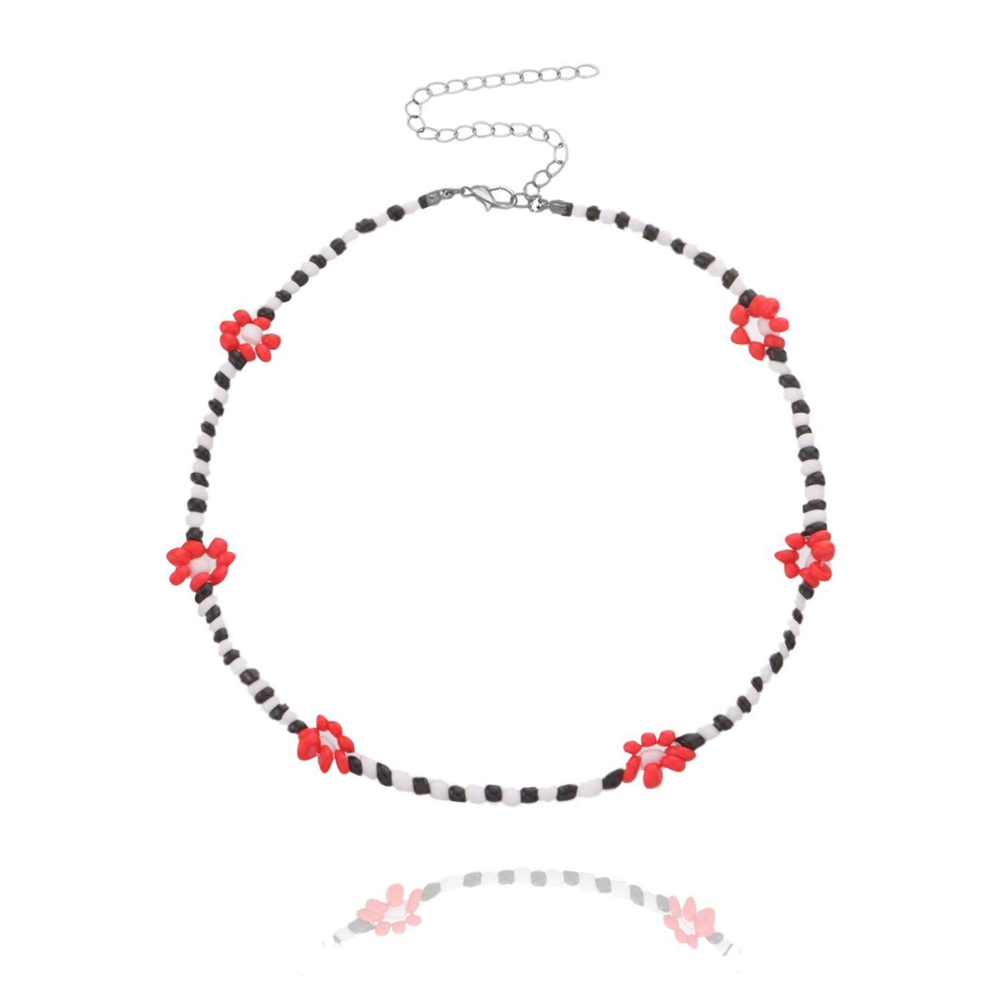 Sweet Flower Alloy Beaded Choker