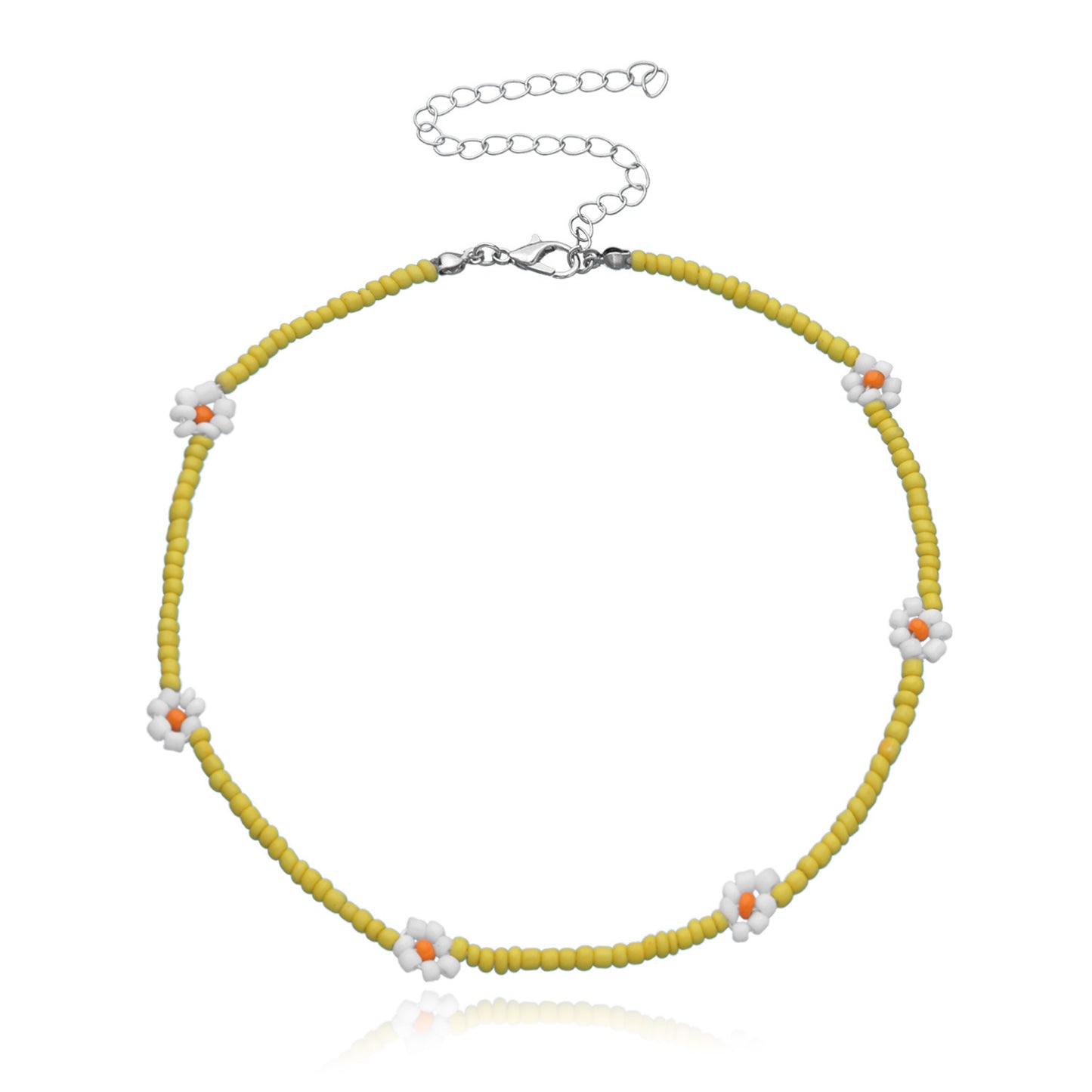 Sweet Flower Alloy Beaded Choker