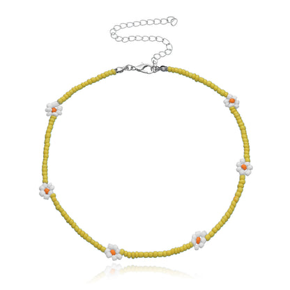 Sweet Flower Alloy Beaded Choker