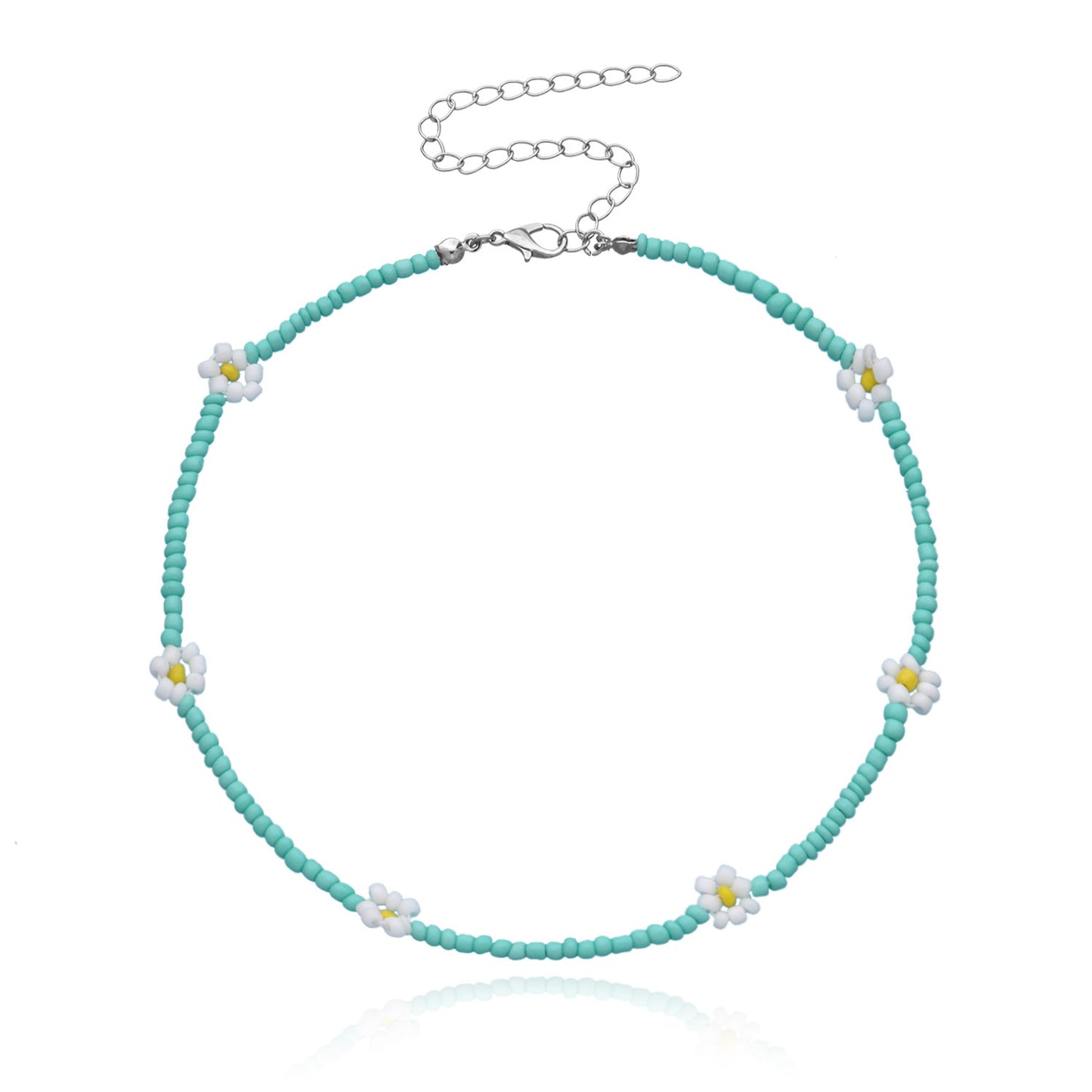 Sweet Flower Alloy Beaded Choker