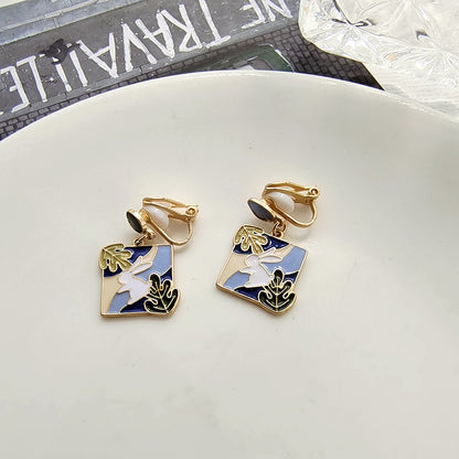 Fashion Rabbit Square Alloy Enamel Earrings