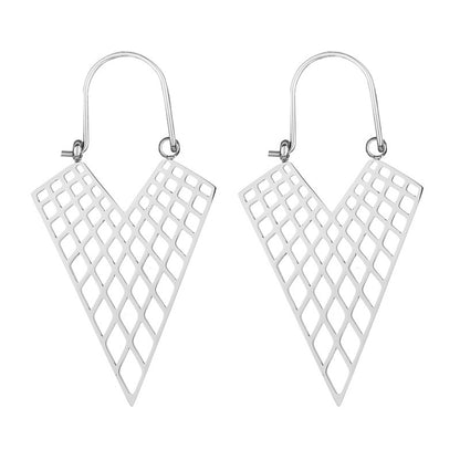 Exaggerated Triangle Plating Hollow Out Titanium Steel Earrings