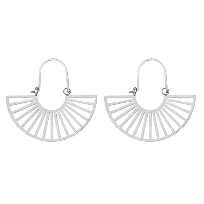 Exaggerated Triangle Plating Hollow Out Titanium Steel Earrings