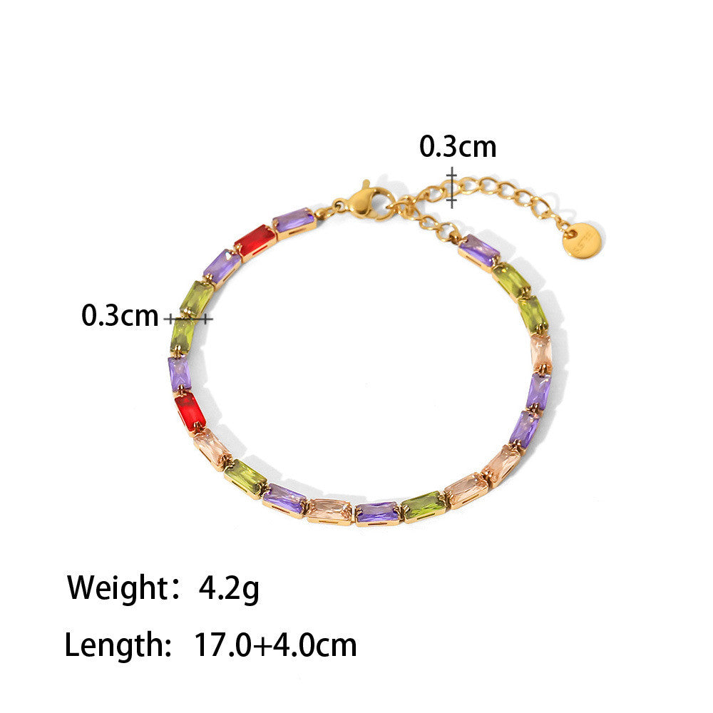 Fashion Square Stainless Steel Bracelets Plating Artificial Gemstones Stainless Steel Bracelets