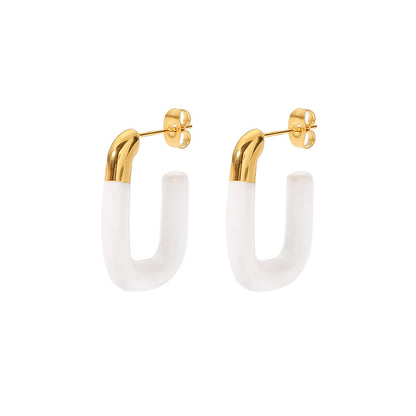 Fashion U Shape Plating Stainless Steel Gold Plated Ear Studs