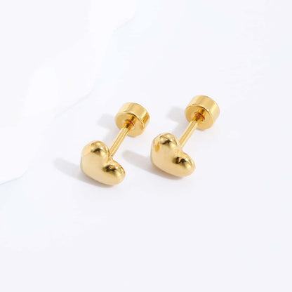 Simple Style Heart Shape Stainless Steel Ear Studs Stainless Steel Earrings