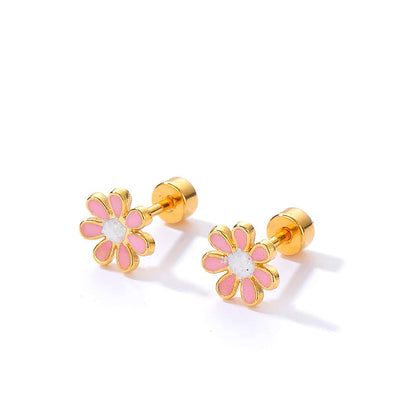 Simple Style Flower Plating Stainless Steel Ear Studs