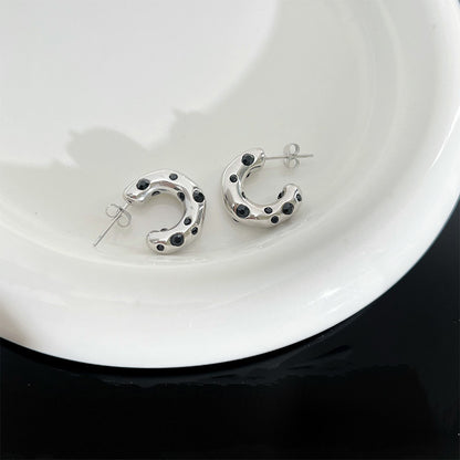 Luxurious Letter Stainless Steel Ear Studs Rhinestone Stainless Steel Earrings