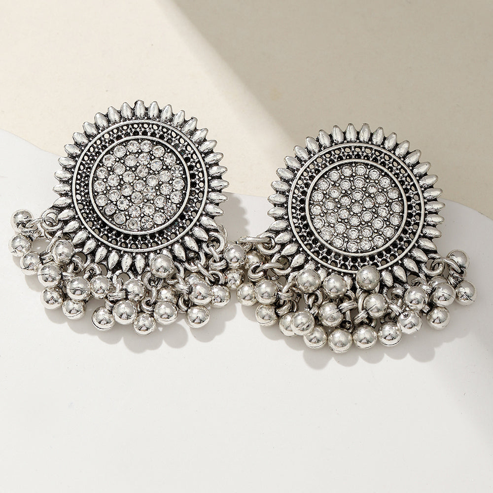 Ethnic Style Water Droplets Alloy Inlay Rhinestone Earrings 1 Pair