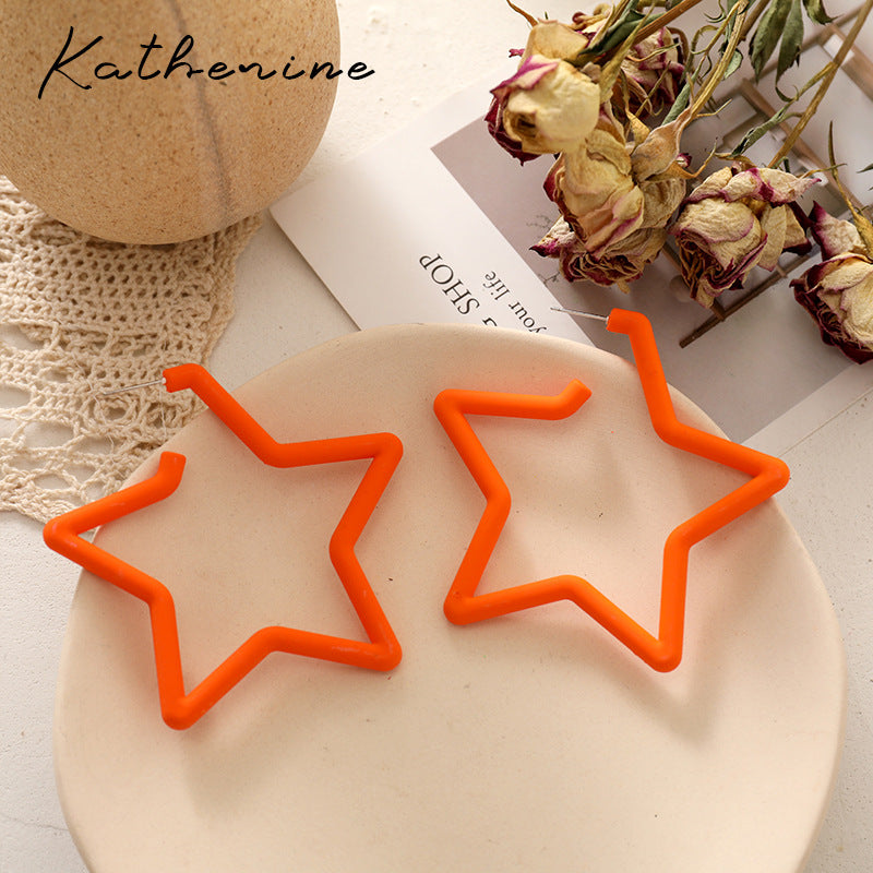 Sweet Star Arylic Alloy Spray Paint Earrings