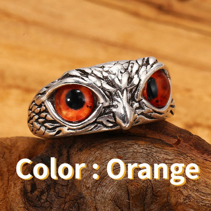 Retro Owl Alloy Plating Artificial Gemstones Open Ring