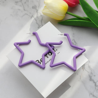 Sweet Star Arylic Alloy Spray Paint Earrings