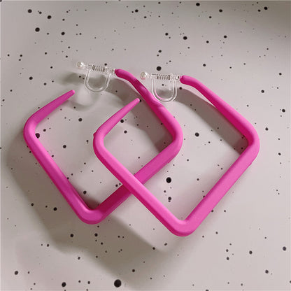 Sweet Square Arylic Alloy Spray Paint Ear Clips Earrings