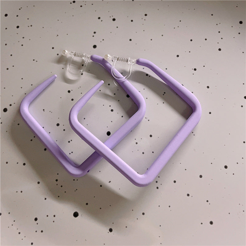 Sweet Square Arylic Alloy Spray Paint Ear Clips Earrings