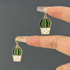 Retro Cactus Leaf Flower Enamel Alloy Earrings