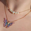 Fashion Butterfly Alloy Plating Artificial Pearls Necklace