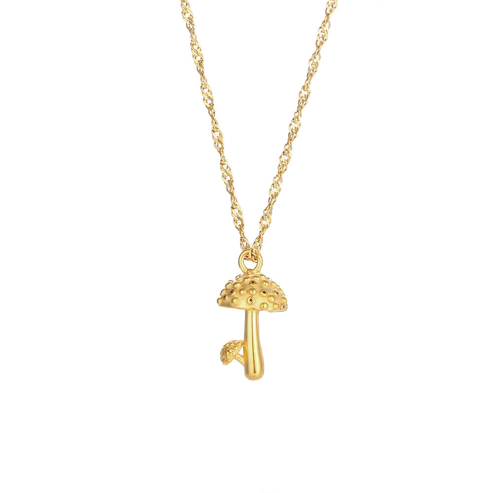 Cute Mushroom Stainless Steel Plating Gold Plated Necklace