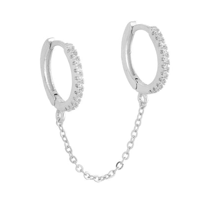 Fashion Circle Sterling Silver Earrings Plating Chain Zircon 925 Silver Earrings