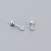 Simple Style Geometric Plating Metal Sterling Silver Rhinestones Ear Studs