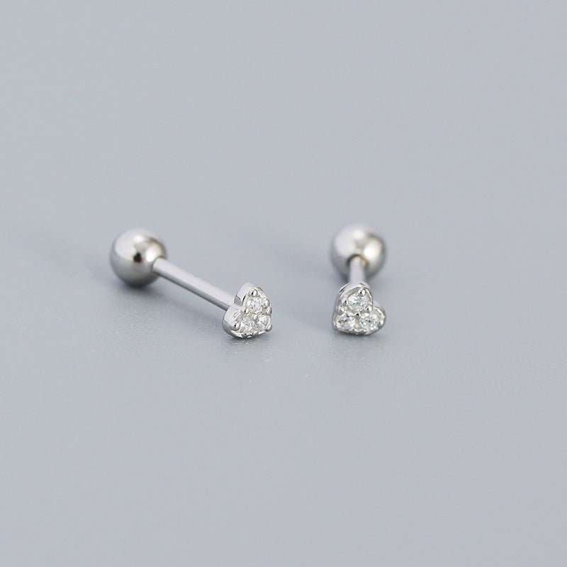 Simple Style Geometric Plating Metal Sterling Silver Rhinestones Ear Studs