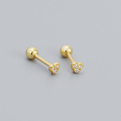 Simple Style Geometric Plating Metal Sterling Silver Rhinestones Ear Studs