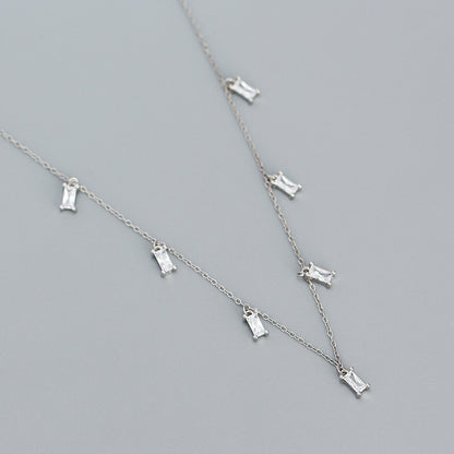 Fashion Square Sterling Silver Necklace Plating Zircon 925 Silver Necklaces