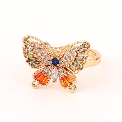 Fashion Butterfly Copper Open Ring Inlay Zircon Copper Rings