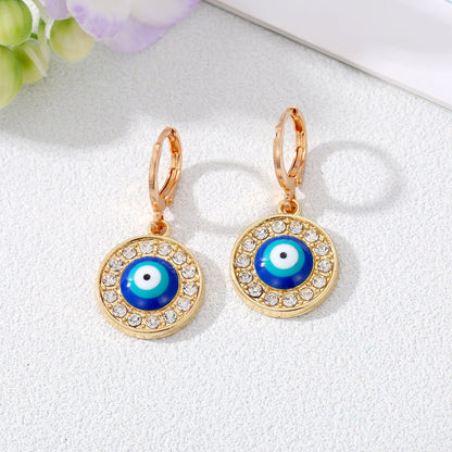 Wholesale Jewelry 1 Pair Simple Style Devil's Eye Alloy Zircon Drop Earrings