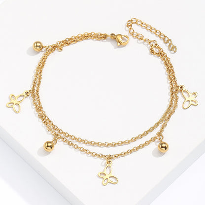 Simple Style Star Dragonfly Butterfly Stainless Steel Plating Anklet 1 Piece