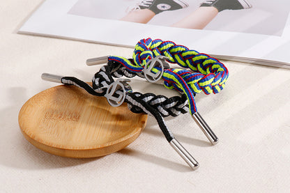 Hip-Hop Sports Letter Rope Titanium Steel Knitting Men's Bracelets