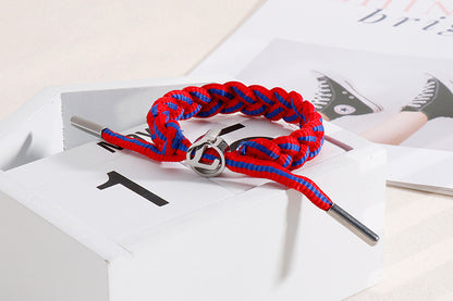 Hip-Hop Sports Letter Rope Titanium Steel Knitting Men's Bracelets