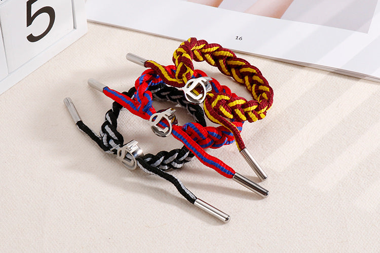 Hip-Hop Sports Letter Rope Titanium Steel Knitting Men's Bracelets