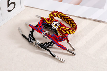 Hip-Hop Sports Letter Rope Titanium Steel Knitting Men's Bracelets