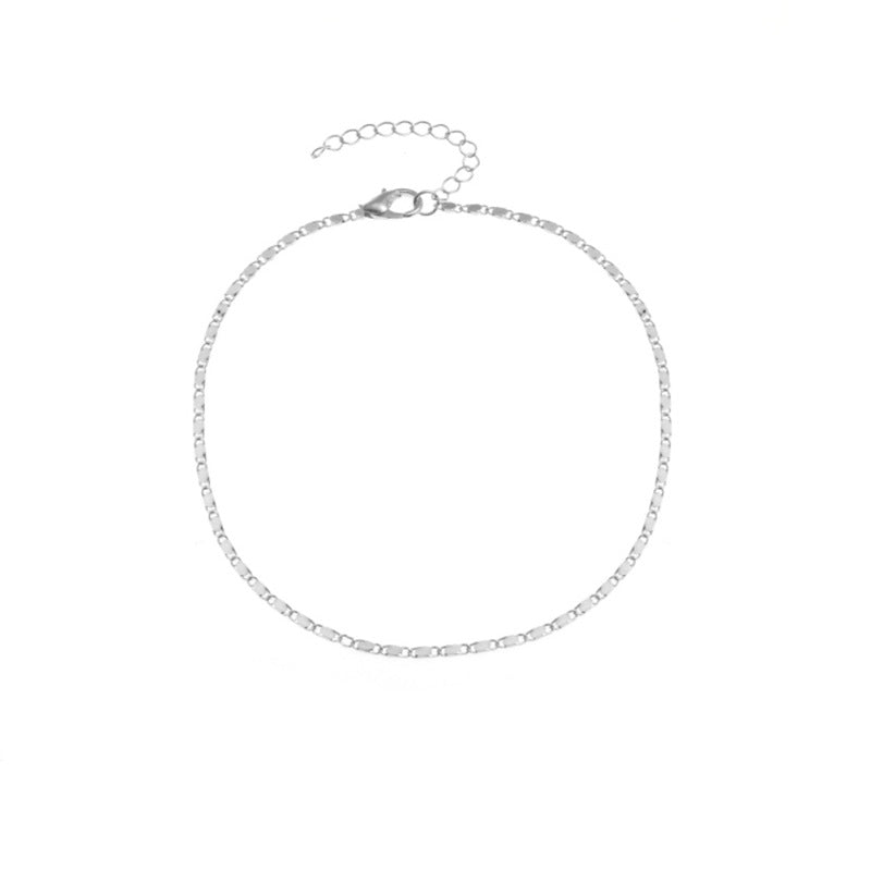 Simple Style Geometric Alloy Plating Anklet