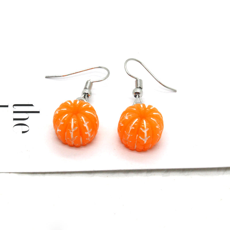 1 Pair Novelty Orange Patchwork Resin Drop Earrings