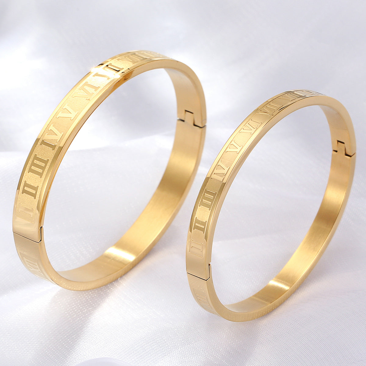 Luxurious Simple Style Roman Style Roman Numeral Stainless Steel Plating 18k Gold Plated Bangle