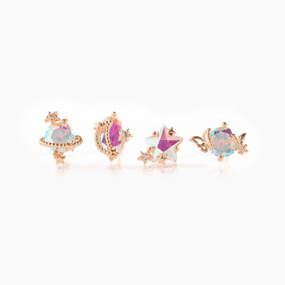 Fashion Constellation Brass Gem Ear Studs In Bulk